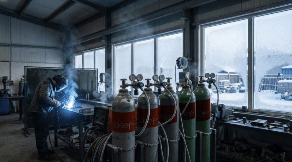 Welder using Josef Gases products.